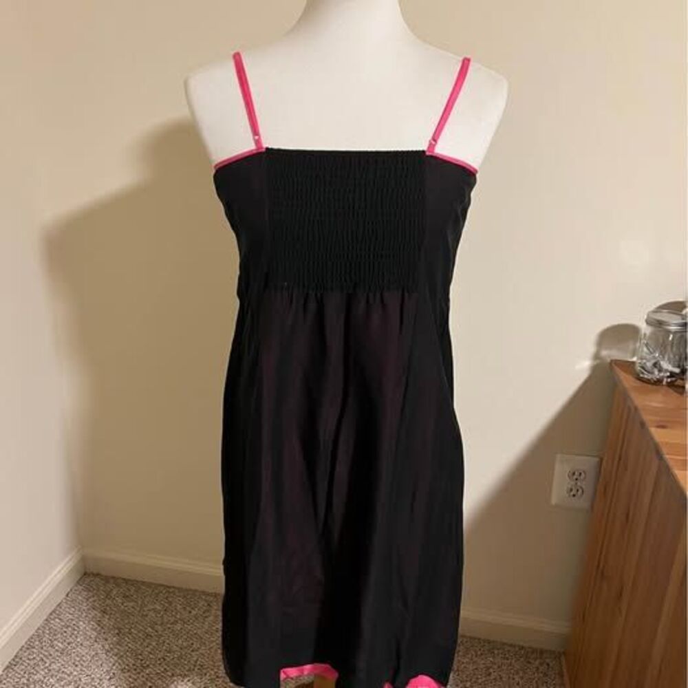 Patricia Field Black Pink Smocked Slip Dress NWT Size 8